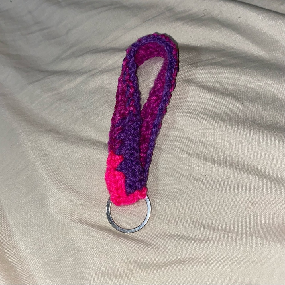 Handcrafted Pink and Purple Keychain Loop
